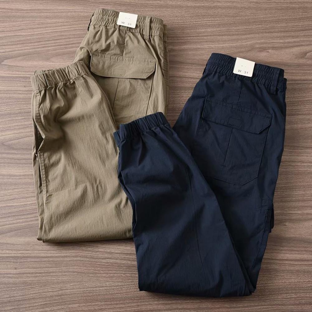 Men's Pants Men Pants Flap Pockets Jogger Trousers Soft Fabric Loose Type Good Elastic Waist Ankle-banded Jogger Trousers 230504