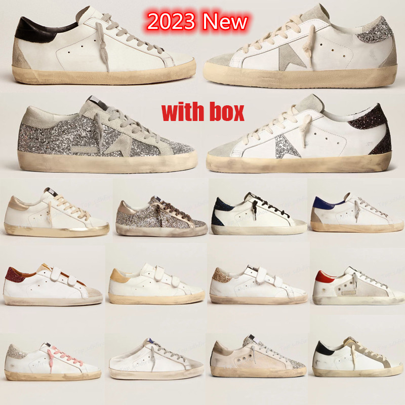 2023 New Casual Shoes Customers Golden Super Gooseity Star Italy Brand Sneakers Super Star luxury Dirtys Sequin White Do-old Dirty Designer Sneakers With Box
