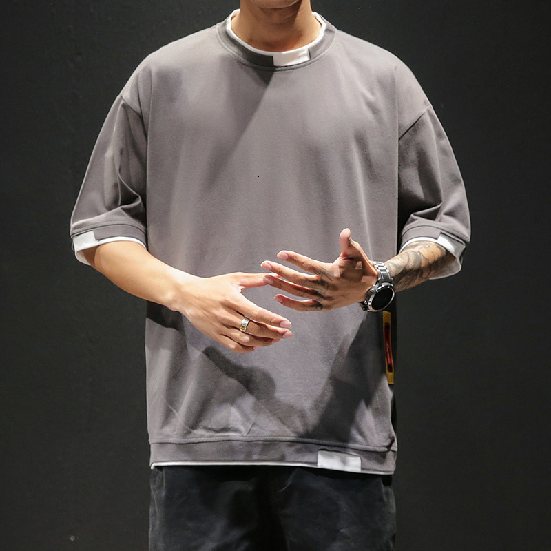 Men's T-Shirts Summer Men's T Shirt Fashion Patchwork Short Sleeve T Shirt Mens Cotton Oversized Casual O Neck Streetwear Hip Hop Top Tees 2