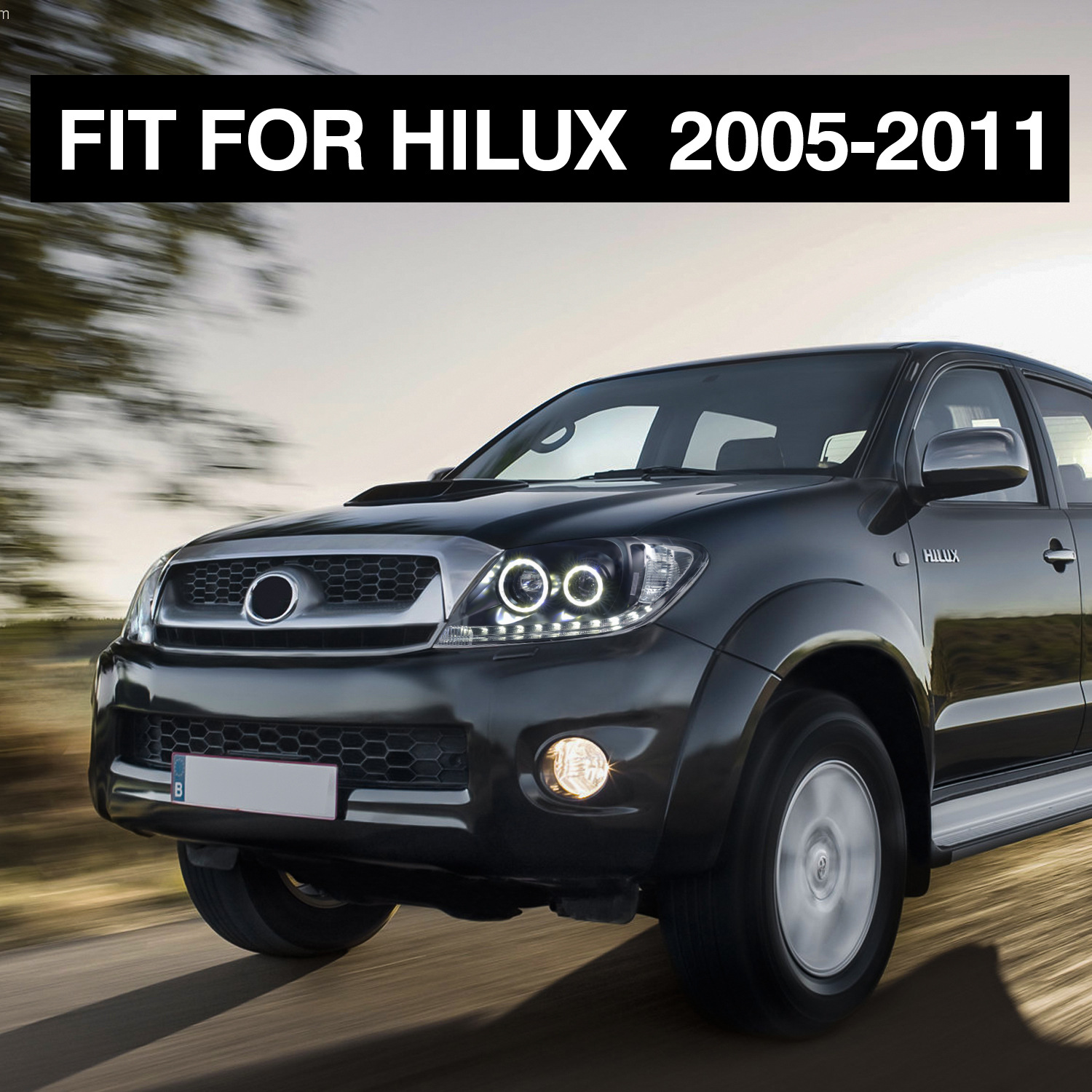 LED Dual Beam Lens Headlights for Toyota Hilux 2005-2011 Upgrade Highlight Front Lights Running Signal Headlamp
