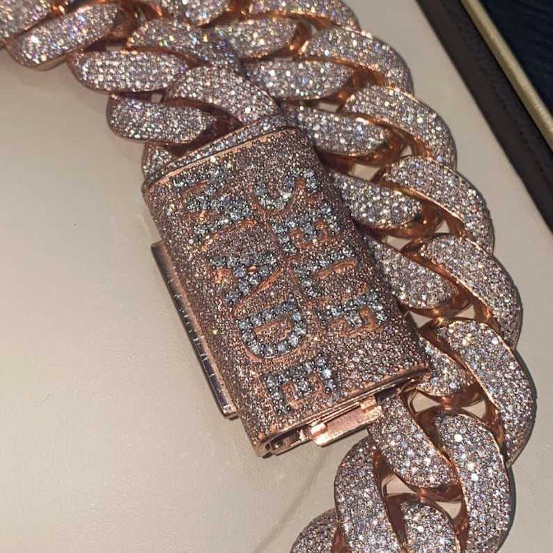 Heavy Solid 925 Sterling Silver 22mm Mens Vvs1 Round Moissanite Diamonds Studded Cuban Link Chain Icedout Rapper