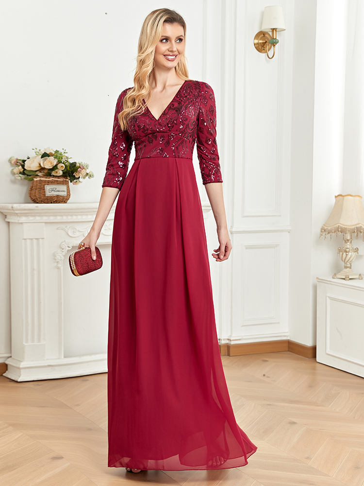 Party Dresses Lucyinlove Elegant V Neck Sequins Evening Formal Dress Women Short Sleeves Chiffon Wedding Party Mermaid Maxi Dresses Prom 230504