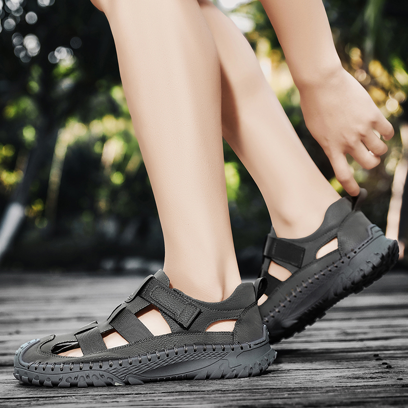 Sandals Mens Large Size Beach Soft Comfortable Summer Shoes Genuine Leather Outdoor Roman 230503
