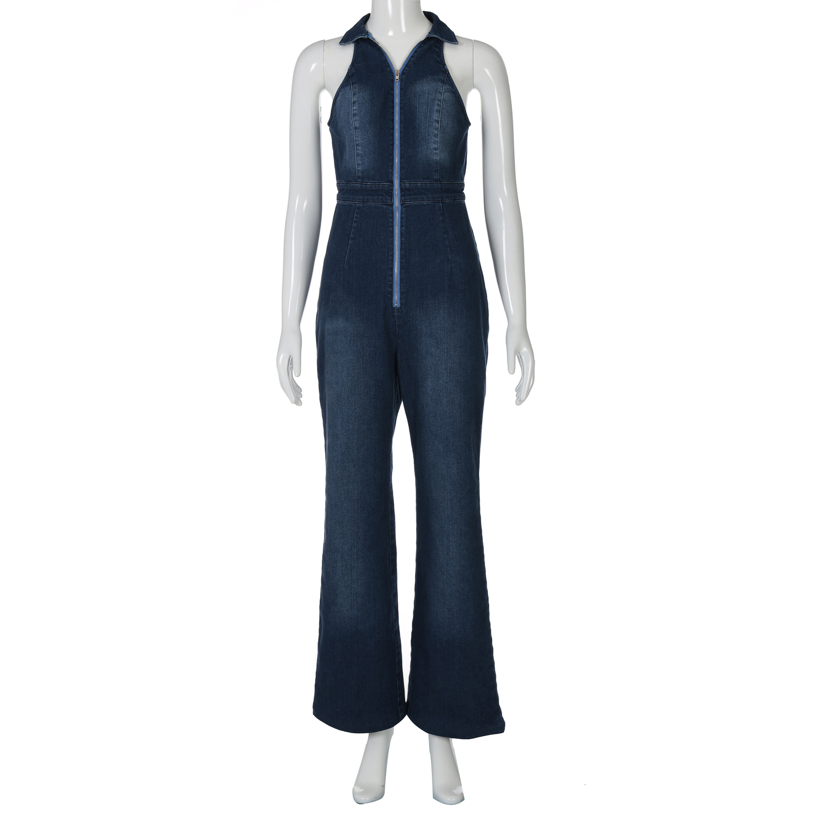 Women's Jumpsuits Rompers Lygens Denim Sleeveless Sexy V Neck Zipper Slim Jumpsuit Casual Party Streetwear Club Vacation Daily Fashion Women Clot