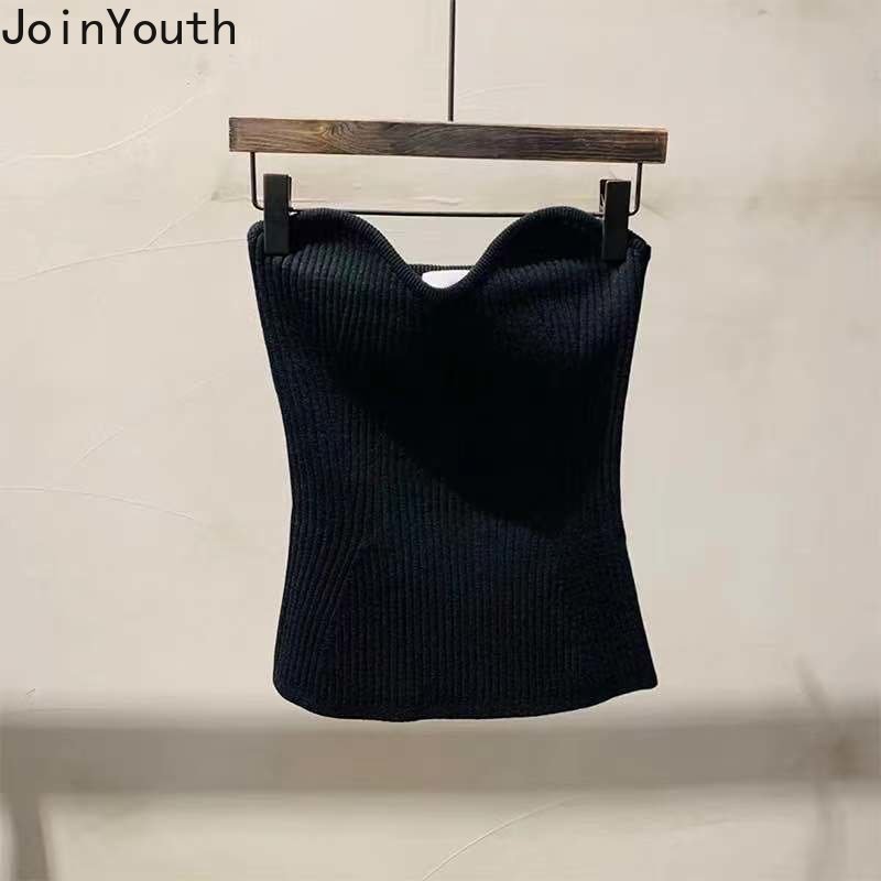 Camisoles Tanks Edgy Clothes Y2K Fashion Knitted Vest for Women Sexy Crop Tops Korean Tunic Sleeveless Camis Backless Tube Top Ropa Mujer 230503