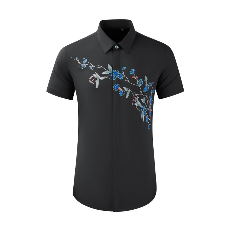 Summer Men's Shirts Luxury Plum Blossom Printed Short Sleeve Party Male Dress Shirts Business Casual Slim Man Shirts 4XL, Black
Summer Men's Shirts Luxury Plum Blossom Printed Short Sleeve Party Male Dress Shirts Business Casual Slim Man Shirts 4XL, Black