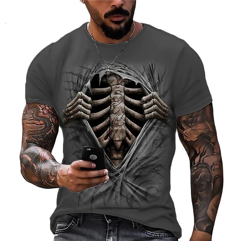 Men s T Shirts Vintage Horror Skull 3d Print T shirt Summer Classic Casual O Neck Short Sleeve Fashion Loose Oversized Tops Tee Shirt Men 230503