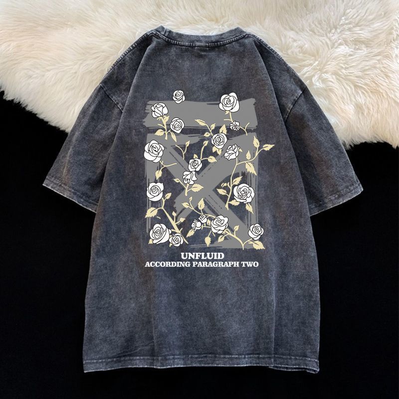 Mens TShirts Pure cotton short sleeved washed Tshirt summer style old trend loose all match oversize top harajuku men clothing 230504