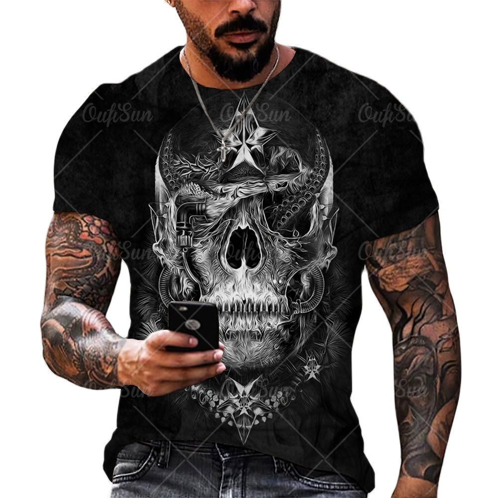 Men s T Shirts Vintage Horror Skull 3d Print T shirt Summer Classic Casual O Neck Short Sleeve Fashion Loose Oversized Tops Tee Shirt Men 230503
