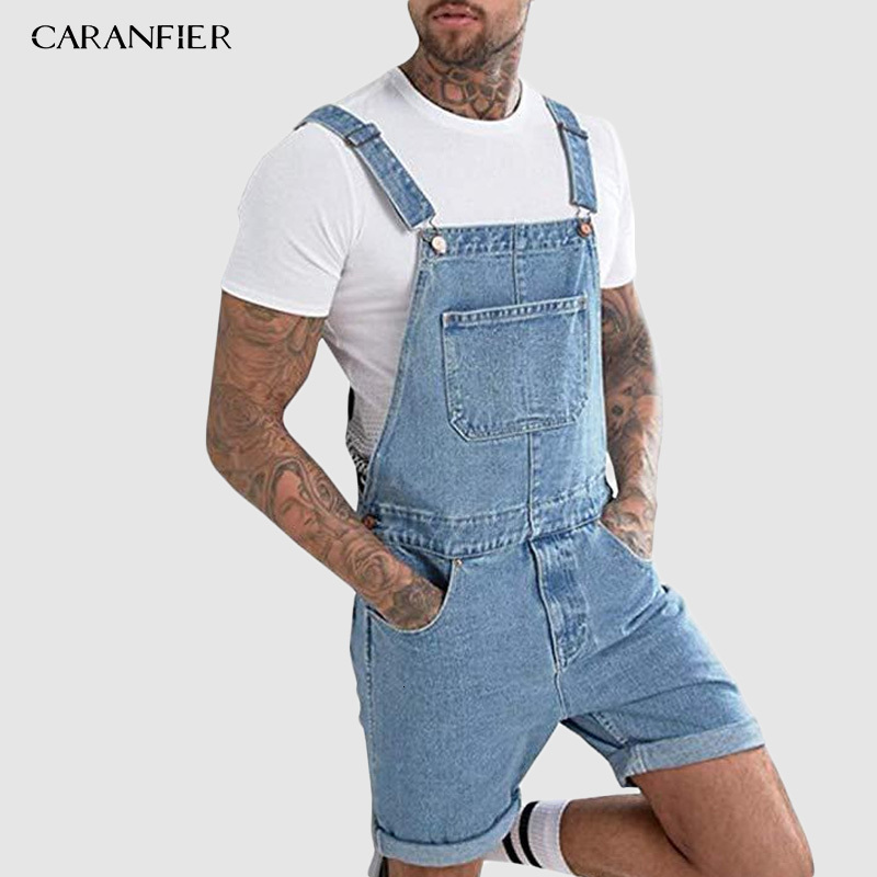 Men's Jeans CARANFIER Summer Men Jeans Overalls with Pocket Casual Denim Short Jumpsuit Jeans Men Jeans Suspender Pants Fashion Streetwear 230503