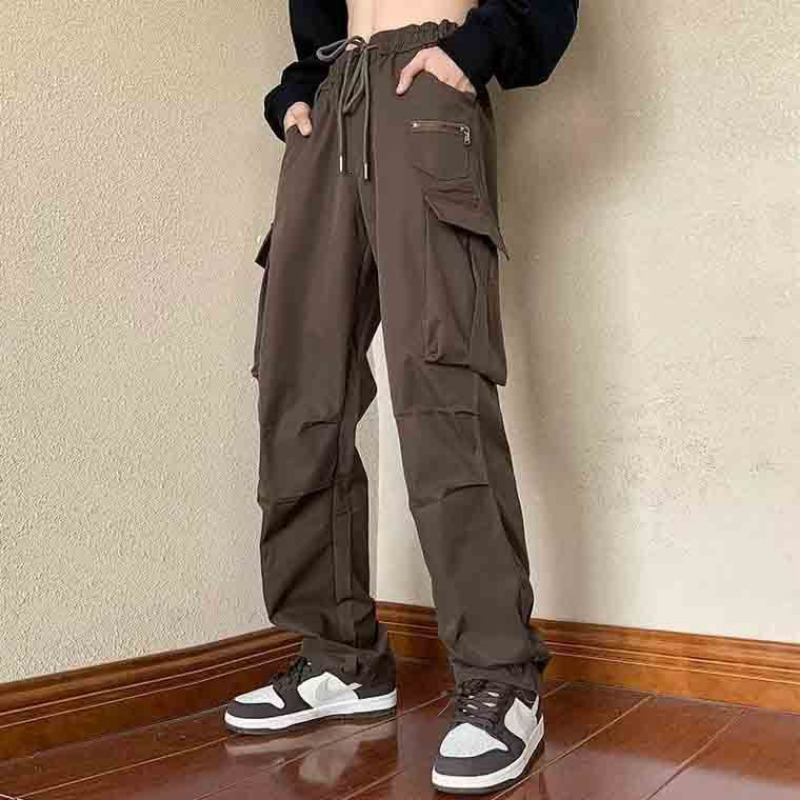 Men's Pants Overalls Men's Spring Summer Retro High Street Casual pants Large Pocket Trousers Loose Straight Tube Draped Wide-leg Pants 2305