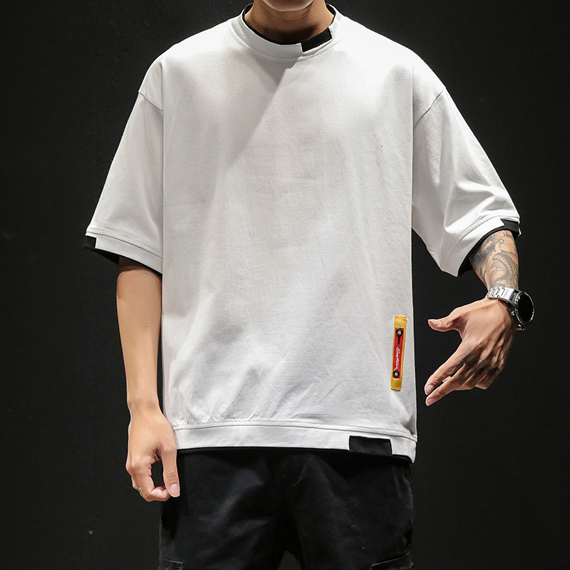 Men's T-Shirts Summer Men's T Shirt Fashion Patchwork Short Sleeve T Shirt Mens Cotton Oversized Casual O Neck Streetwear Hip Hop Top Tees 2