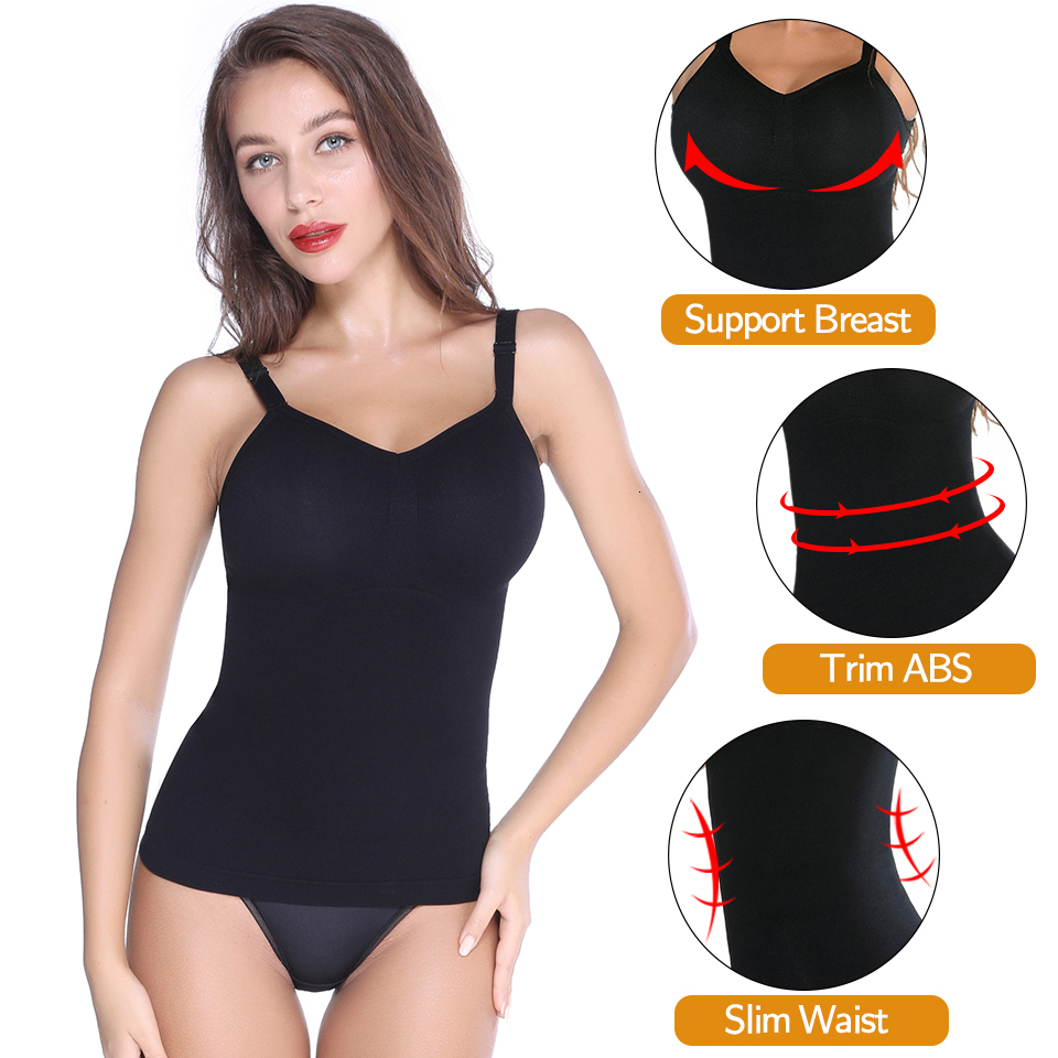 Women's Shapers Women Shapewear Camisoles Waist Trainer Body Shaper Tummy Control Tank Tops Compression Undershirts Slimming Underwear Camisole 2