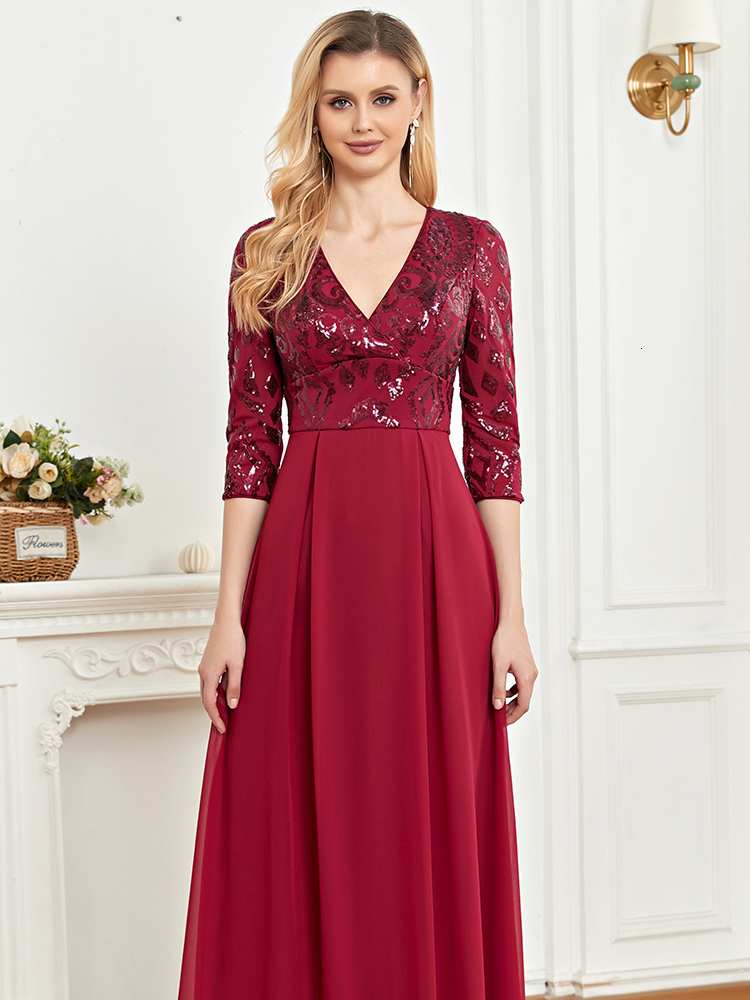 Party Dresses Lucyinlove Elegant V Neck Sequins Evening Formal Dress Women Short Sleeves Chiffon Wedding Party Mermaid Maxi Dresses Prom 230504