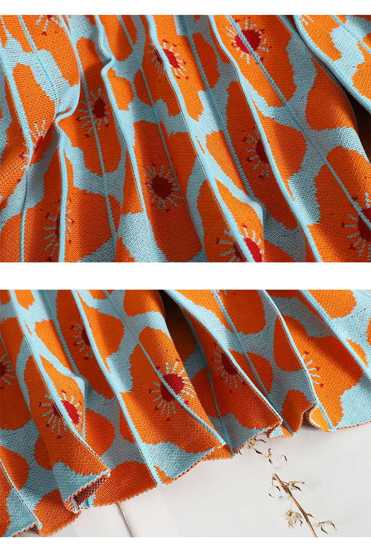 Two Piece Dress Summer Runway Knit Skirt Suit Women Short Sleeve Flower Sweater TopMini Pleated Set Girls Student 2pcs 230504