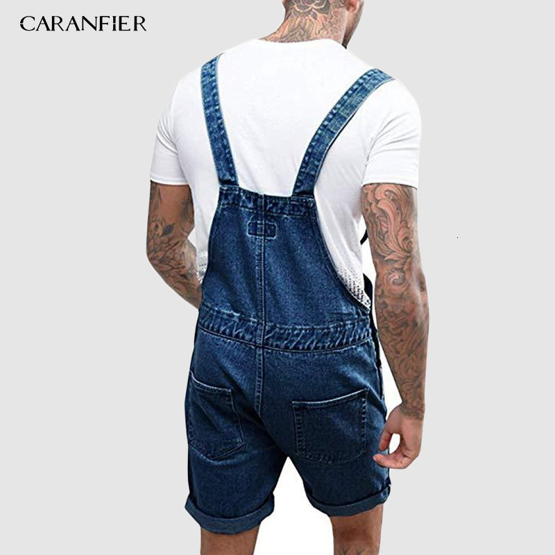 Men's Jeans CARANFIER Summer Men Jeans Overalls with Pocket Casual Denim Short Jumpsuit Jeans Men Jeans Suspender Pants Fashion Streetwear 230503