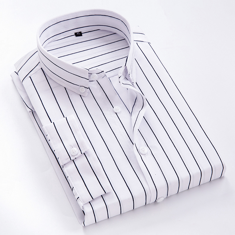 Men's Casual Shirts Men's Business Casual Shirts 3/4 Sleeve Striped Slim Fit Shirts Single Breasted Shirts 230504