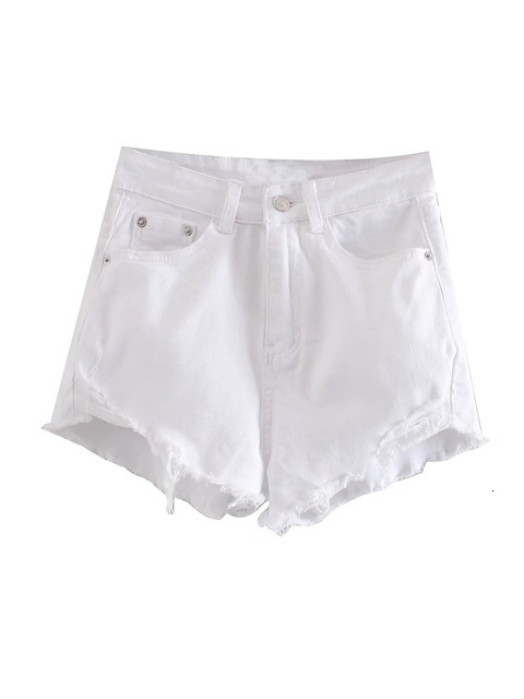 Women's Shorts TRAF Women Fashion Front Pockets Frayed Hems Denim Shorts Vintage High Waist Zipper Fly Female Short Pants Mujer 230504