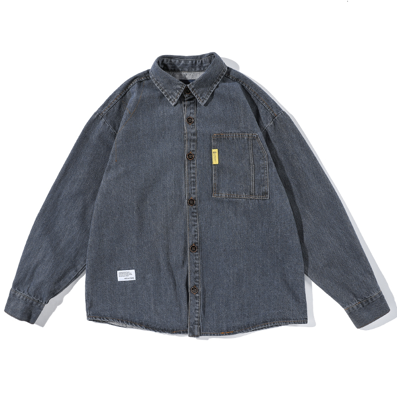 Men's Casual Shirts Japanese Streetwear High Quality Denim Shirt Korean Workwear Coats Men Clothing Couple Long Sleeve Top Harajuku Clothes 23050
