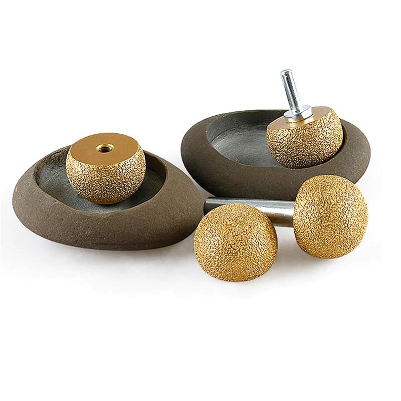 Diamond Brazed Round Grinding Head Abrasive Tool For Internal Arc Grinding Of Stones Engraving Tool Head Mushroom Head