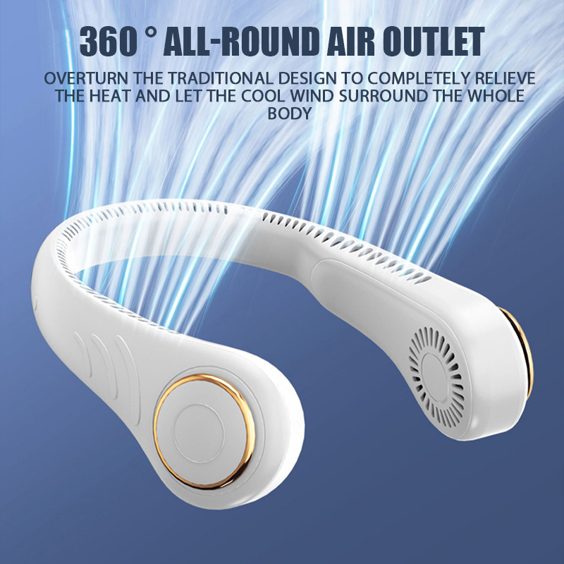 4000mah Bladeless Neck Cooler Portable Hanging Neck Fan USB Rechargeable Wireless Electric Fans Mini Ventilador Cooling Neckband Fan Camping Outdoor