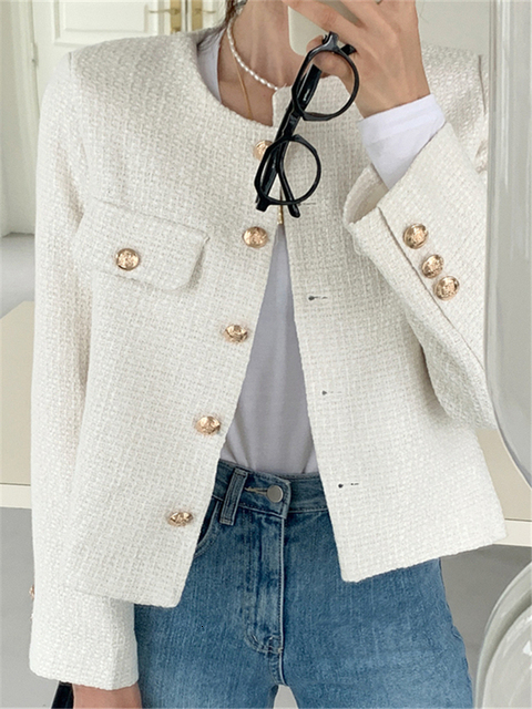 Women's Jackets Colorfaith New Korean Fashionable Vintage Wild Elegant Office Lady Autumn Winter Women's Blazers Short Jackets Tops JK2658 2