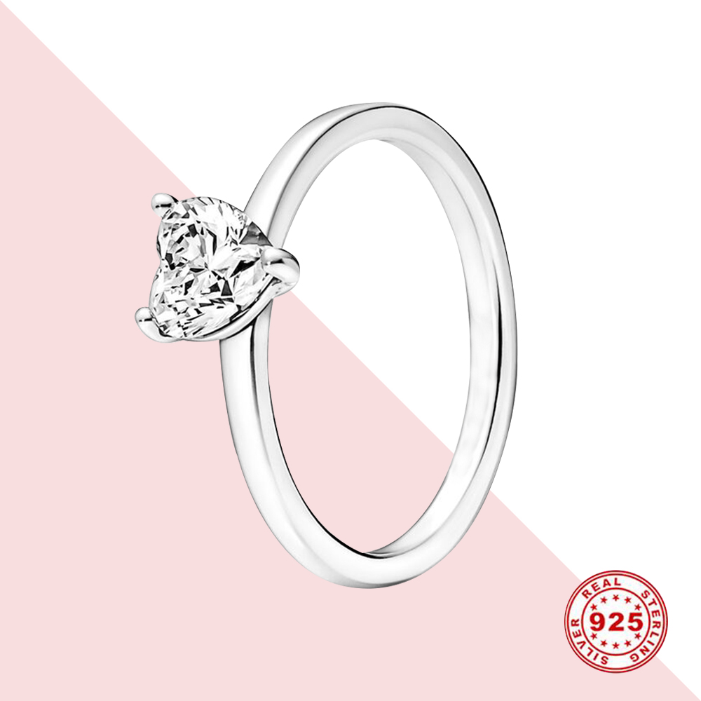 925 Sterling Silver Ring The S925 Snake Double Heart Sparking Ring, Engagement Wedding Crystal Rose Gold Ring Jewelry Gift