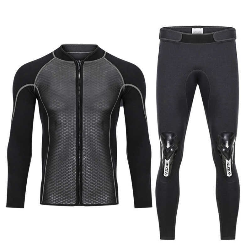 Wetsuits Drysuits Hisea Men's 25mm Diving Wetsuit Pants Long Sleeve Diving Suit Scuba Jump Surfing Snorkeling Wetsuits J230505