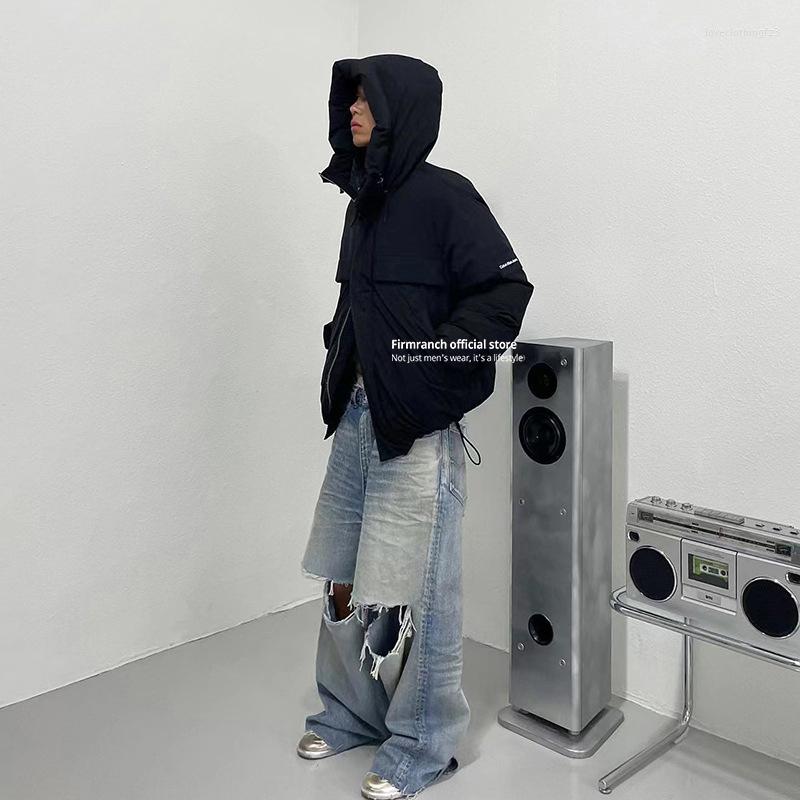 Men's Jeans Firmranch 2023 Blue Baggy For Men Women Big Hole Ripped Mopping Flared Denim Pants Streetwear Oversize Version Trousers