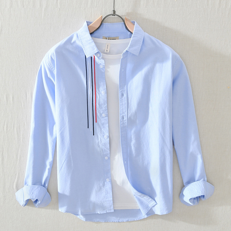 Men's Casual Shirts 100% Cotton Long-sleeved Shirt Men Breathable Soft Refreshing Shirt Fashion Casual Simple Streetwear Shirts Men Top 230505