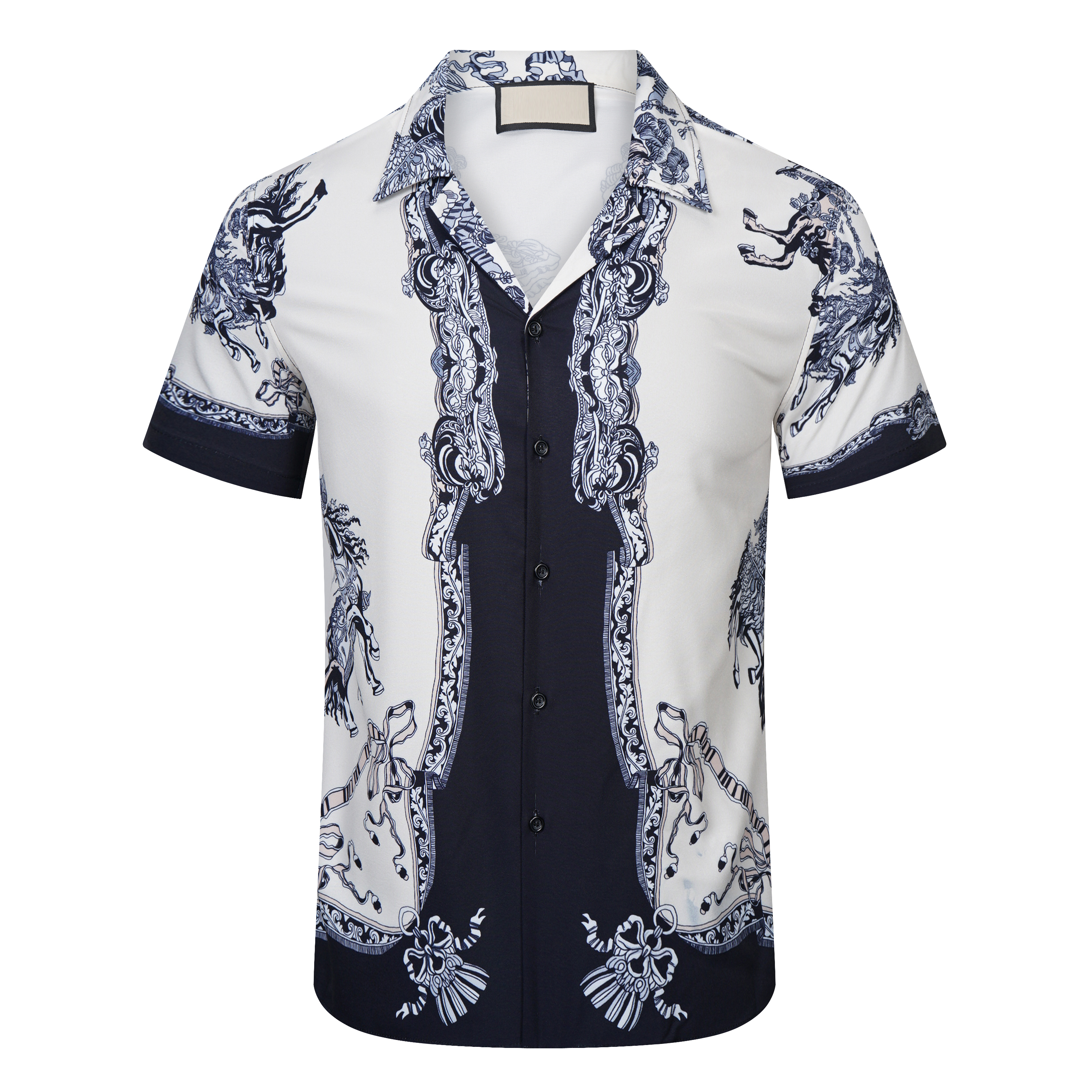 Fashion Mens Casual Shirt Summer Design Clothing Women Classic Ant Blue Cc Print Shirts Short Sleeve Stripe M-3XL