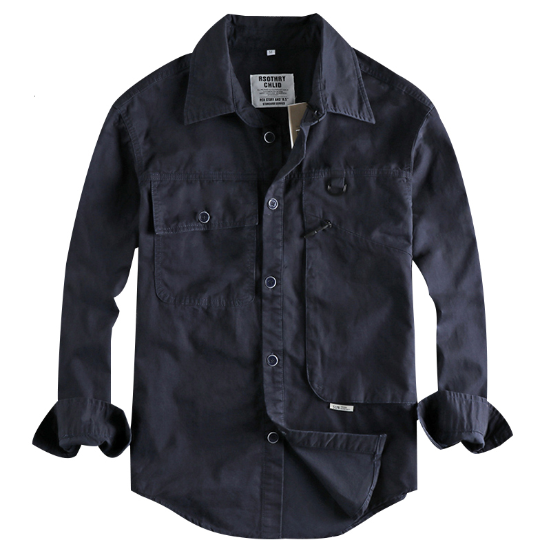 Men's Casual Shirts Simple work clothes leisure Long Sleeve Shirt Men's woven cotton comfortable loose spring and autumn youth thin coat 944