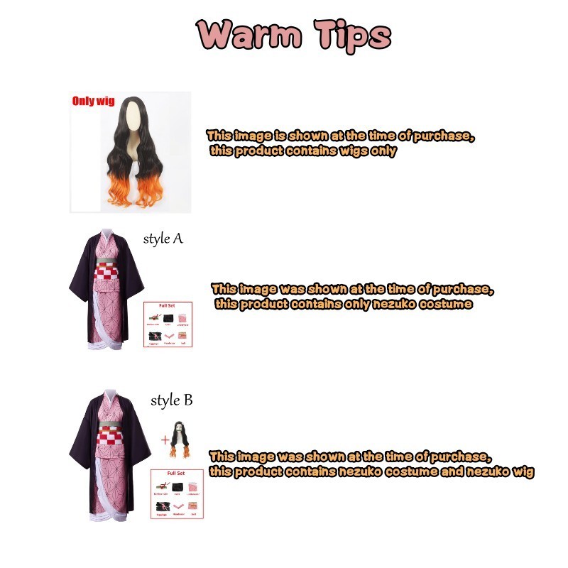Cartoon Clothing Anime Kamado Nezuko Cosplay Costume Demon Slayer Cosplay Uniform Clothes Kimono Wig Props Set Halloween Costume for Kids Adult 230504