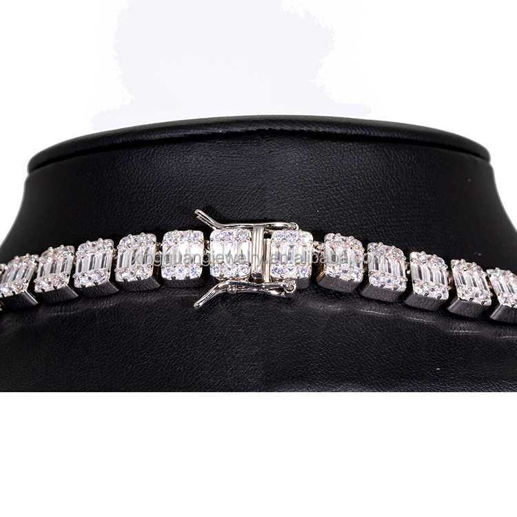 necklace moissanite chain Custom 9mm Chains925 Silver with Vvs Cuban Link White Gold Plated Gra Certificate Hip Hop Baguette Cuban Link