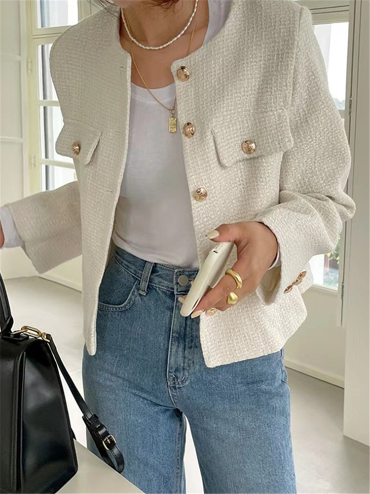 Women's Jackets Colorfaith New Korean Fashionable Vintage Wild Elegant Office Lady Autumn Winter Women's Blazers Short Jackets Tops JK2658 2