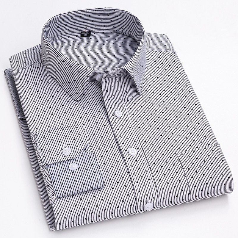 Black White Polka Dot Shirt Men, Mens Designer Casual Shirts: Long Sleeve Striped Dress Shirt for Men - Slim Fit Button Up