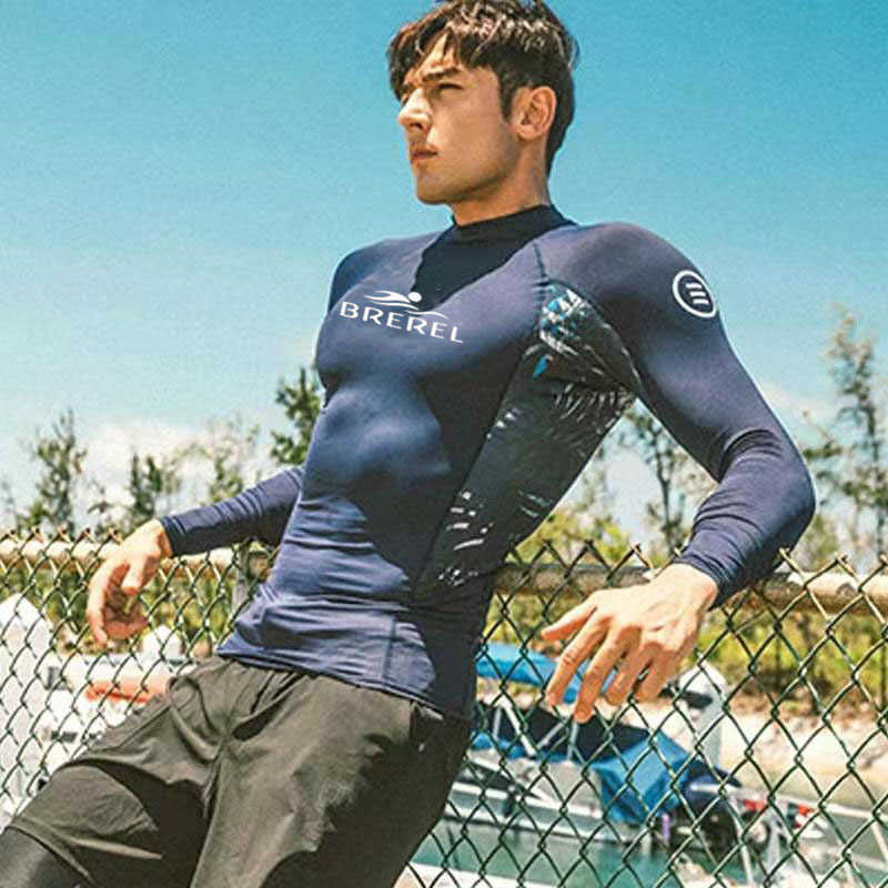 Wetsuits Drysuits 2022 Men Long Sleeve Swim Shirt Swimming Shorts Wetsuit Rashguard Snorkeling Suit Men Surfing Swimsuit Diving Wet Suit Top Trunk J23
