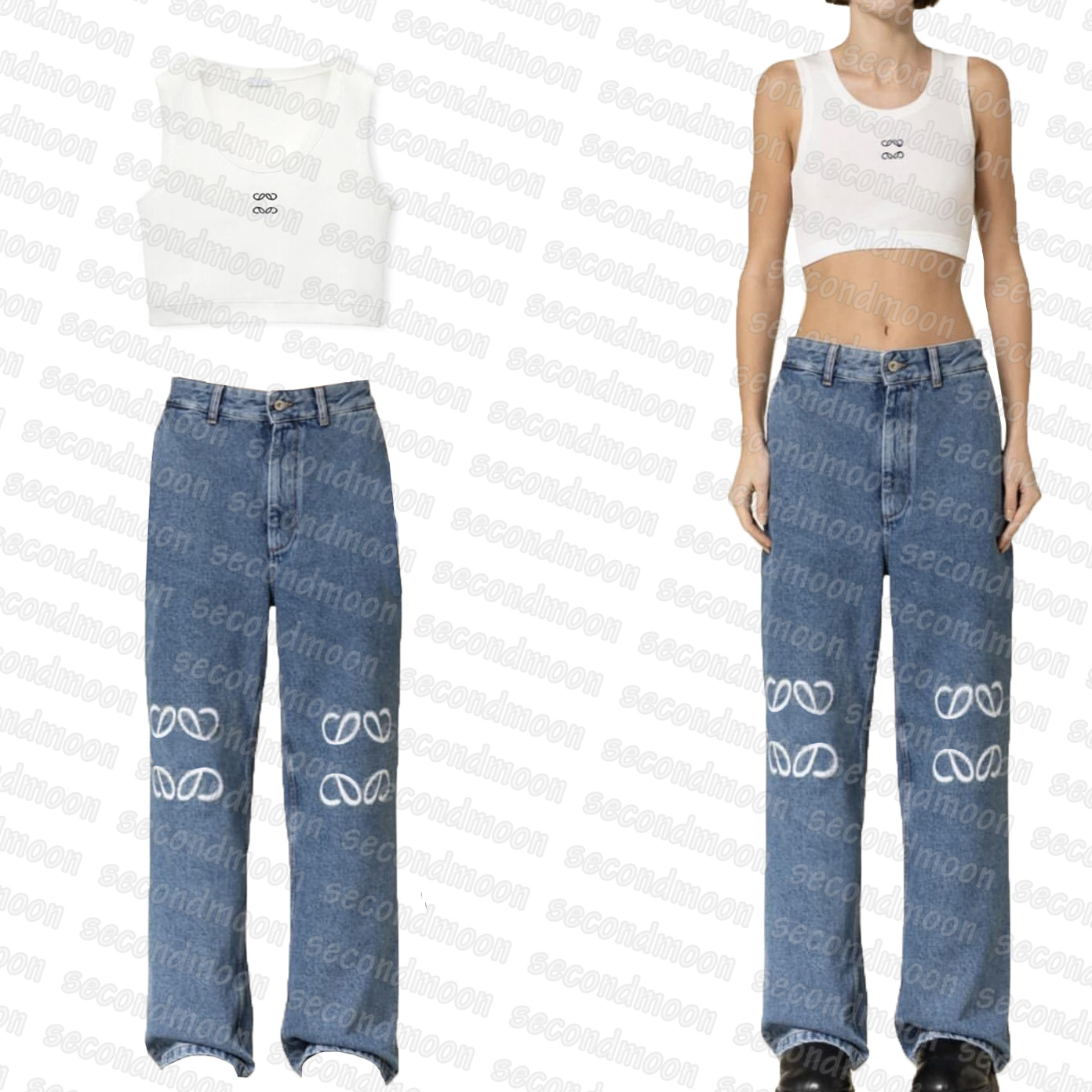 Cropped Top T Shirt Designer Embroidered Blue Jeans Women Knitted Tank Tops High Waist Denim Pants Knits Crop Tops, Beige
Cropped Top T Shirt Designer Embroidered Blue Jeans Women Knitted Tank Tops High Waist Denim Pants Knits Crop Tops, Beige