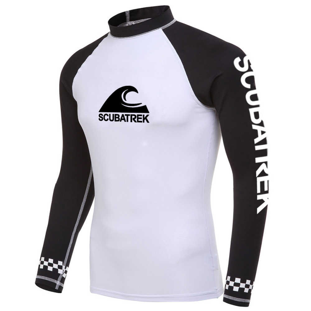 Wetsuits Drysuits Men Swimsuit Swimming Tshirt Beach UV Protection Swimwear Rash Guard Long Sleeve Surfing Diving Swimsuit Surf Tshirt Rashguard J2305