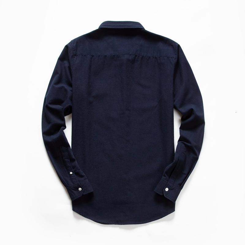 Men's Casual Shirts Men's Long Sleeve Oxford Casual Shirt Front Patch Chest Pocket Regular-fit Button-down Collar Thick Work Shirt MG20306 2