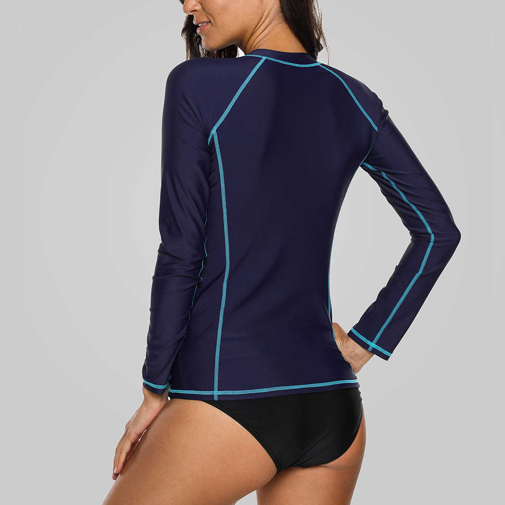 Wetsuits Drysuits Charmleaks Women Long Sleeve Zipper Rashguard Swimsuit Solid Color Swimwear Surfing Top Running Biking Shirts Rash Guard UPF50 J2305