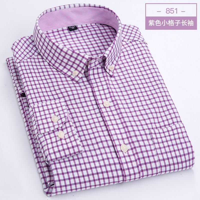 Men's Casual Shirts New Excellent Mens Oxford Business Casual Plaid Shirts and Tops Office Style Male Colorful Long Sleeve Shirt Clothes 230505