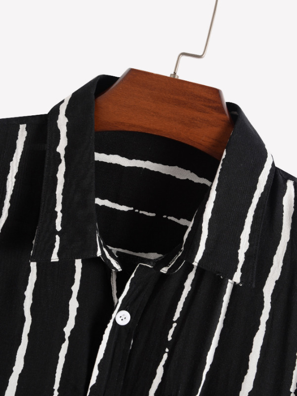 Men's Casual Shirts Men Clothing Summer New Striped Short-sleeved Shirt Casual All-match Lapel Men's Shirt 230505