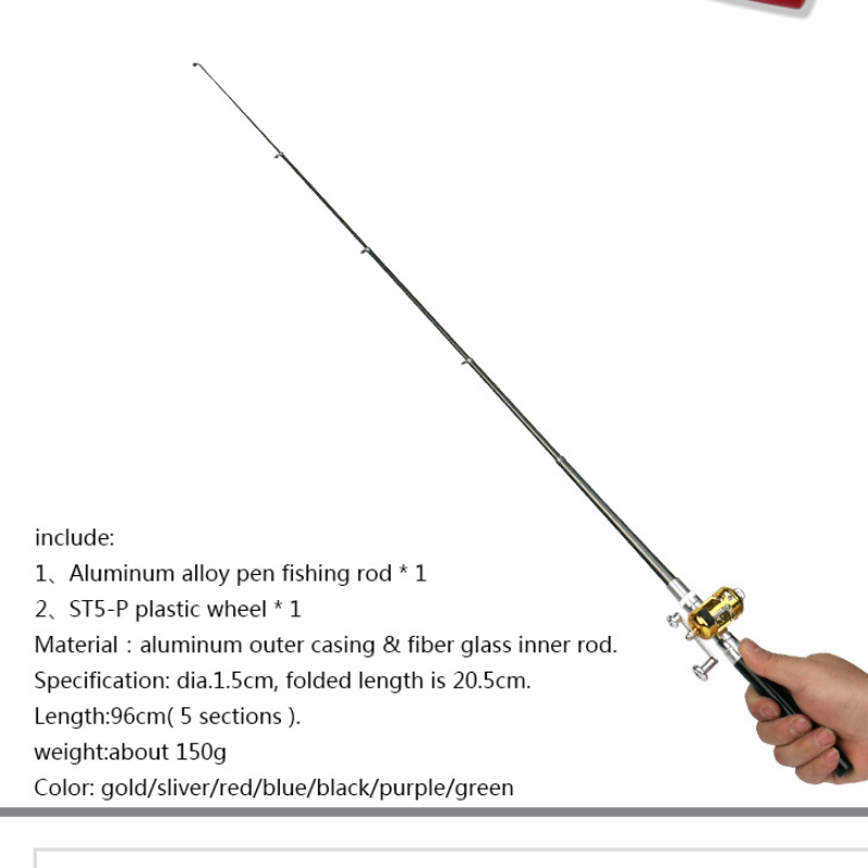 Boat Fishing Rods 20cm Portable Pocket Telescopic Mini Fishing Pole Pen Shape Folded Fishing Rod with Reel Wheel Fishing Rod 230505