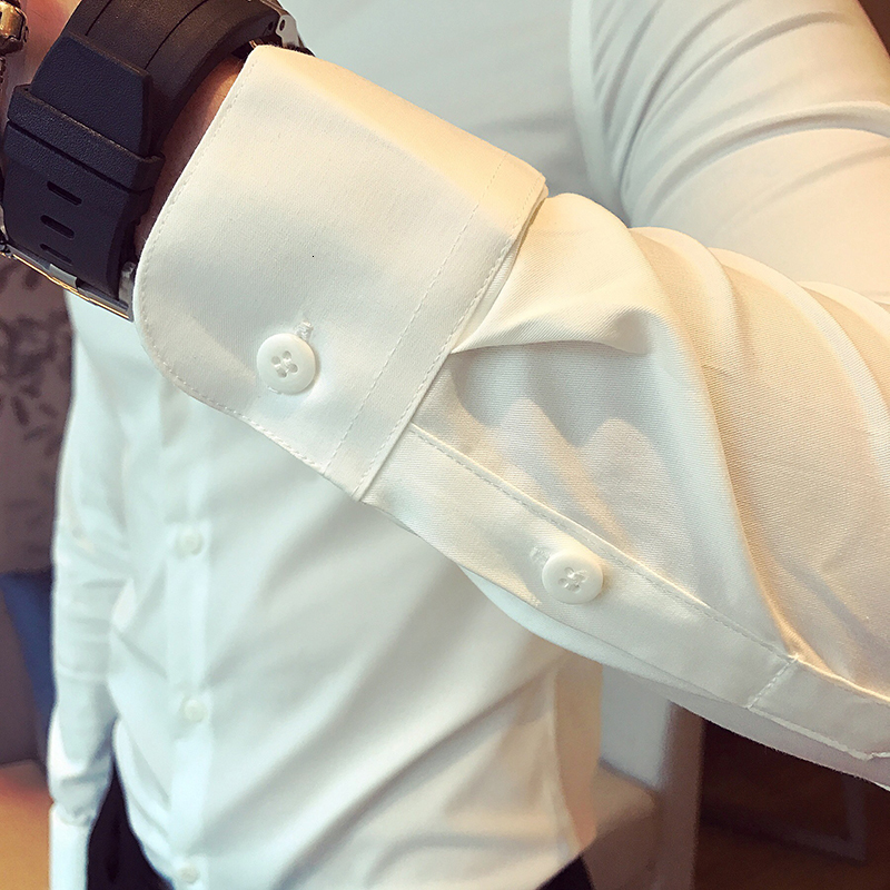 Men's Casual Shirts High Quality Men Dress Shirt New Arrival Long Sleeve Solid Business Slim Fit Shirts Fashion Casual Club Social Wear Homme 230