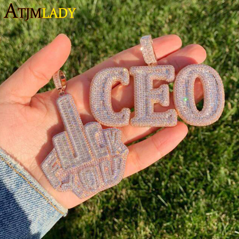 Pendant Necklaces Iced Out Bling CZ Letters Badge Pendant Necklace Cubic Zirconia Various n Lettrt Charm Men Women Fashion Hip Hop Jewelry 230505