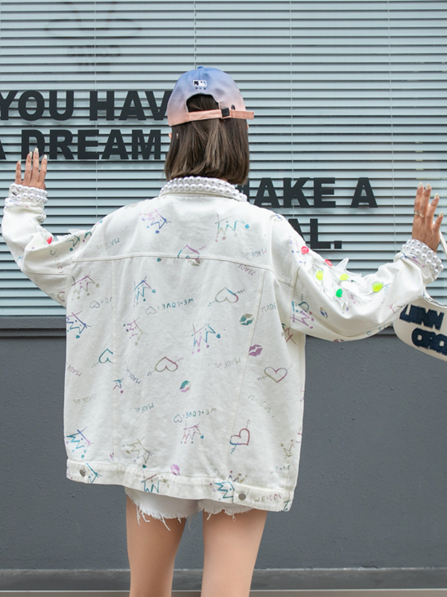 Women's Jackets Exquisite Long-Sleeved Denim Jacket Spring New Loose Mid-Length Pink Single-Breasted Jacket Jeans Jacket Women 230505