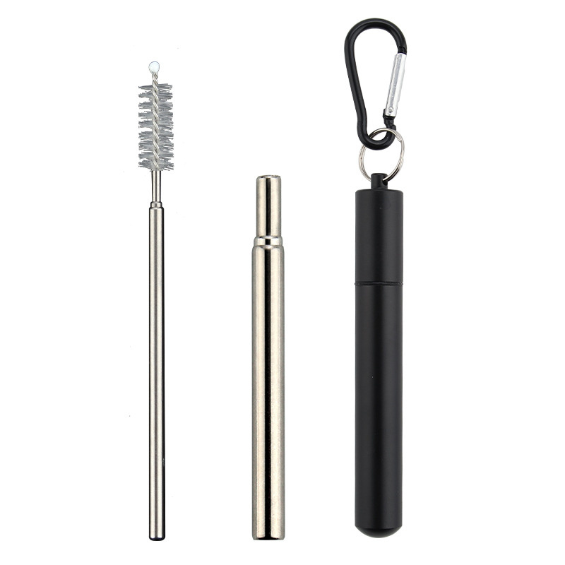 Foldable Straw Stainless Steel Straw Colored and Brush Set Telescopic Drink Straw