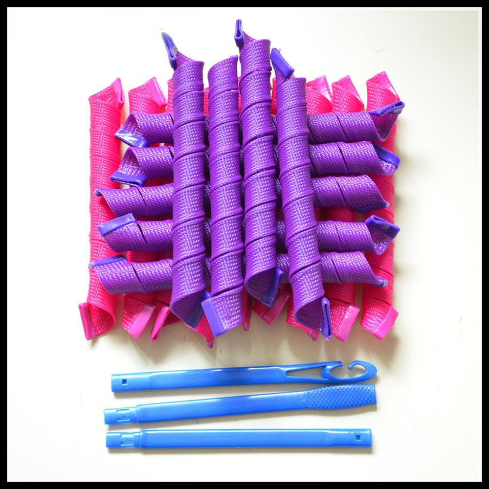 Hair Rollers Hair Rollers Snail Shape Not Waveform 52CM 18Pcs 3 Sticks Spiral Round Curls Hair Curler Soft Hair Curler Bendy Hair Rollers DIY 230505