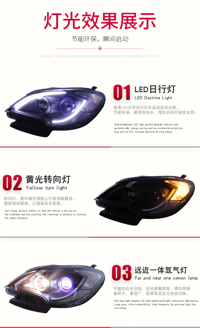 Car Styling For Buick Encore 20 13-20 15 Headlamp Assembly LED Daytime Running Light Dual Lens Xenon Lamp Headlight